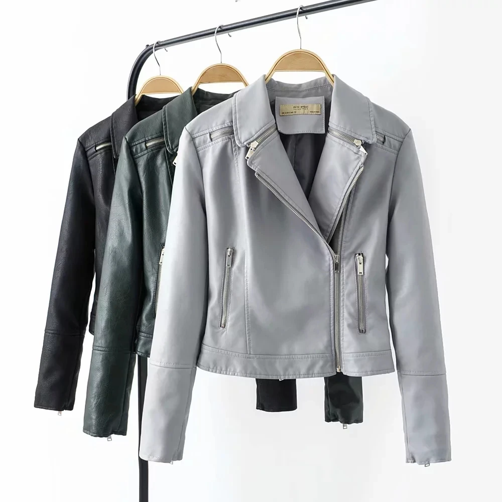 Элегантные красивые женские модные однотонные moto байкеров короткая куртка