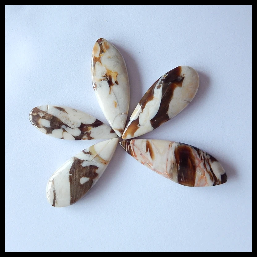 

5 Pcs Wood Fossil ,Opal Gemstone Pendant Cabochons,Jewelry Gift Gem Customized,34x12x4mm,38x10x3mm,10.3g