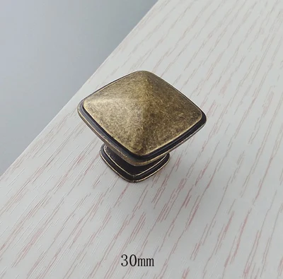 30mm Винтажные желтые бронзовые ручки для мебели, кухонные шкафы, раздвижные двери, ручки для выдвижных ящиков, шкаф, комод, нажимная ручка - Цвет: 30mm