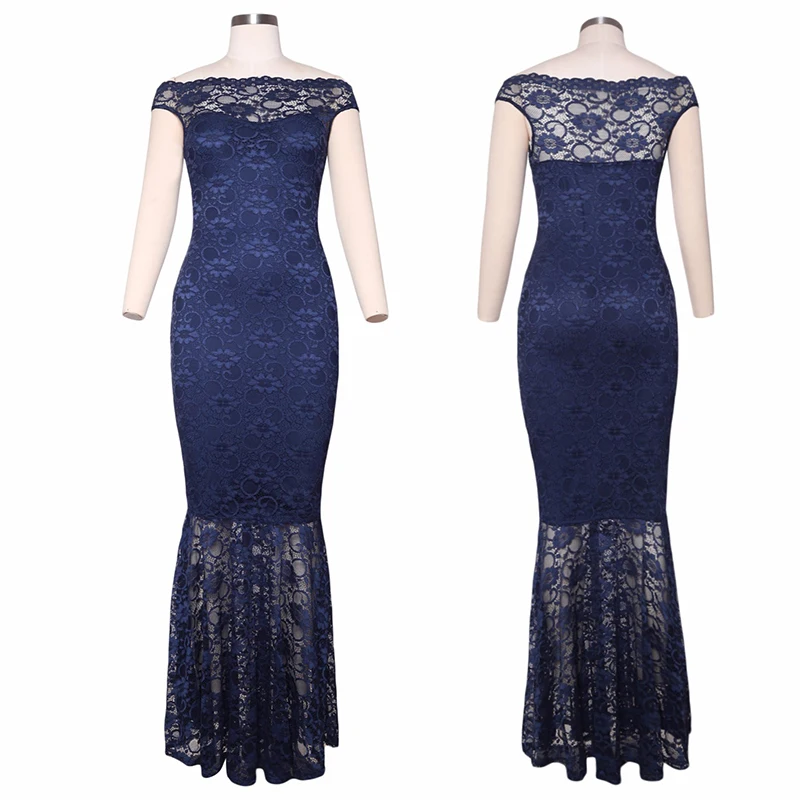 Женское вечернее платье макси с открытыми плечами LIVA кружевное русалки