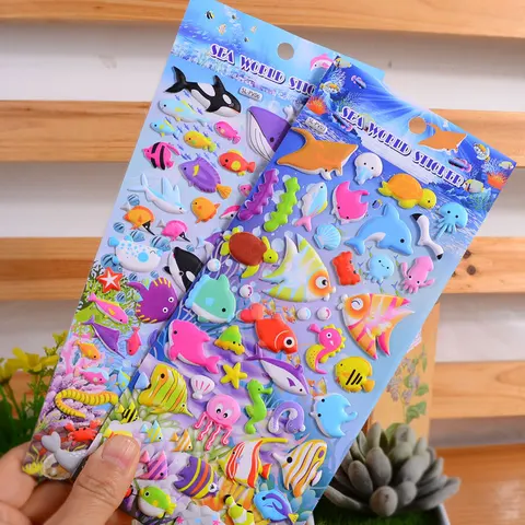 3d-наклейка из пенопласта с изображением морских рыб, Детская мультяшная подводная лодка, мир, океан, животные, фигурка рыбы, модель, украшение в виде рыбной чаши