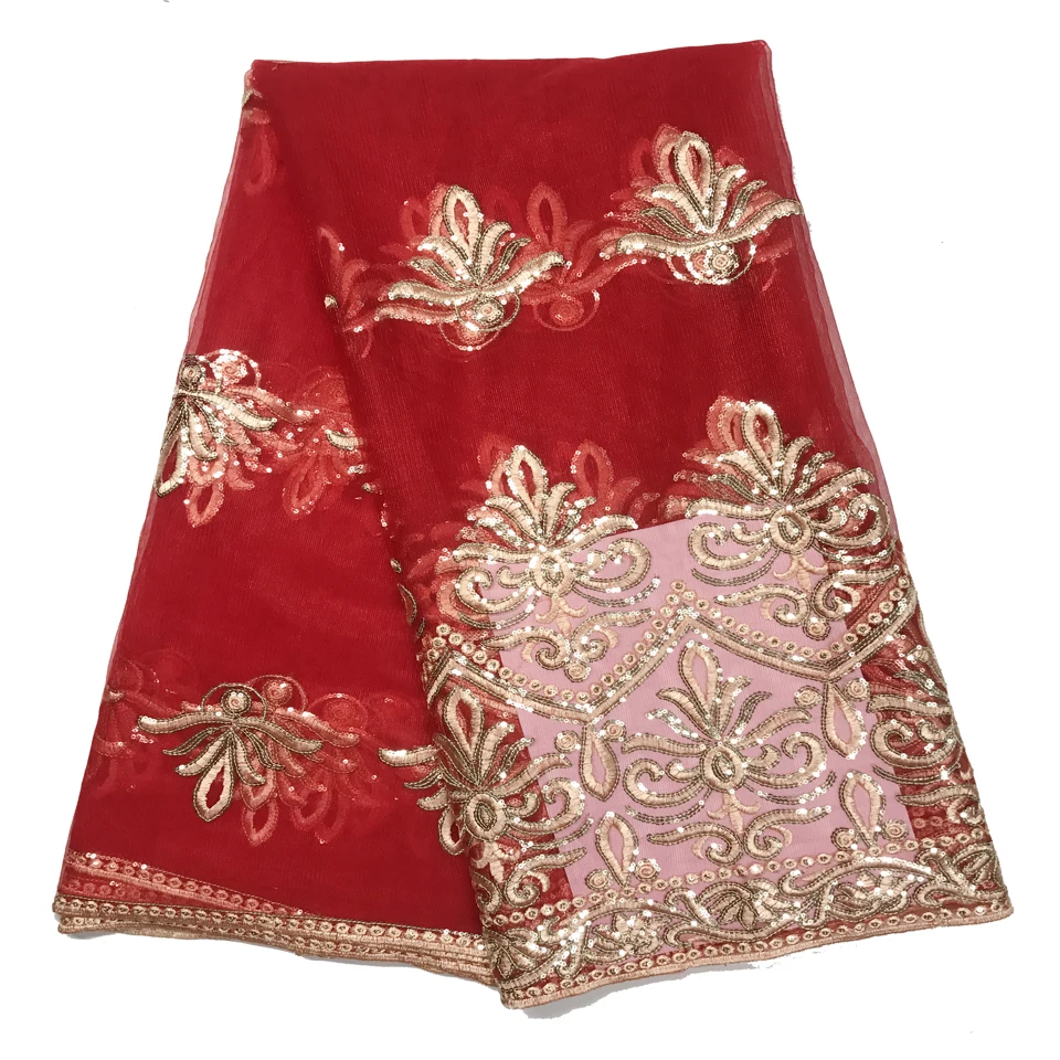 

French Net Champagne/Gold Sequins Lace Fabrics,High Quality African Tulle Lace Fabrics Sequins Wedding Nigeria lace A18B12