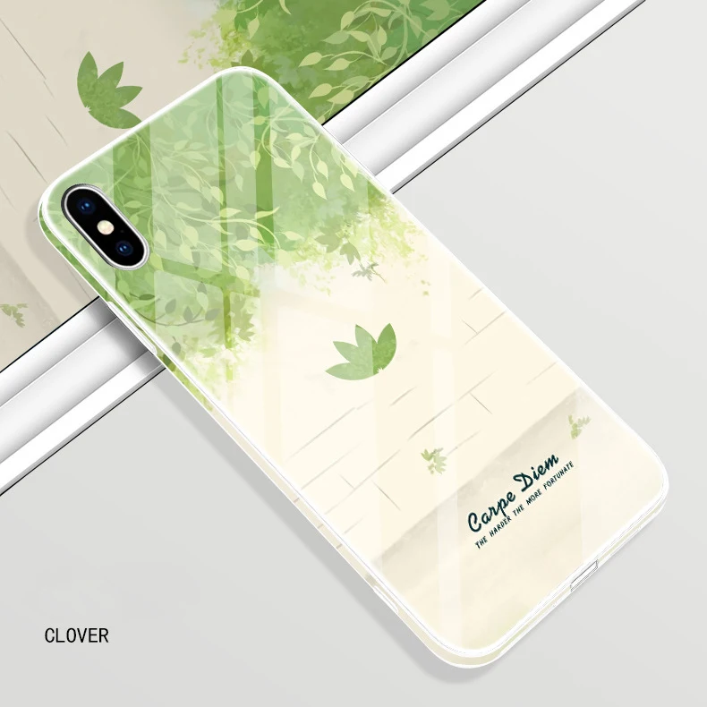 Для iPhone XS Max XS 10S XR X 8 7 6 6S Plus чехол HD Фруктовый Цветочный цветной боковой Чехол из закаленного стекла для Apple X S R 8 7+ бампер