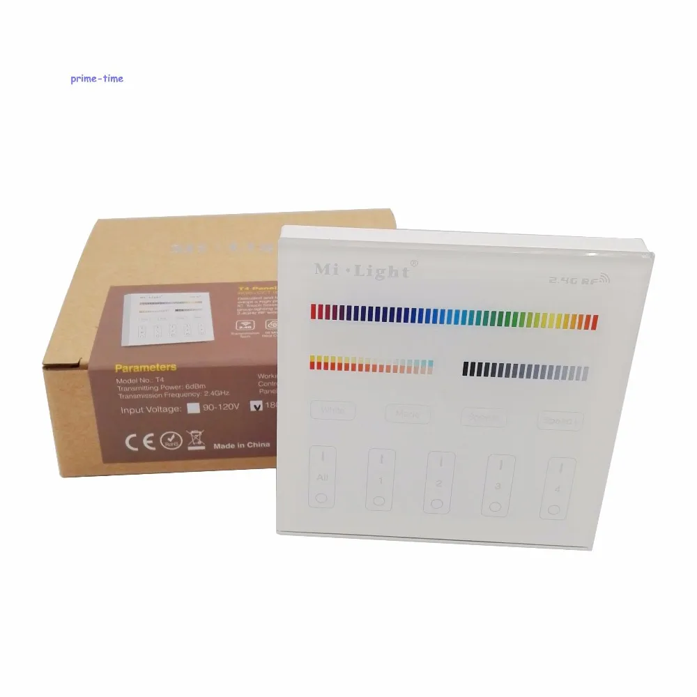 Ми. свет T4 4-зоны RGB+ CCT Smart Touch Панель пульт дистанционного управления настенное крепление AC110V или AC220V Вход 2.4 г Беспроводной как fut092