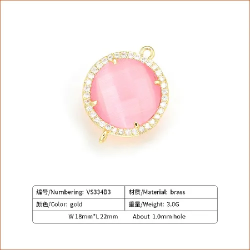 light pink ZHUKOU Новые 18x22 мм коннекторы с кристаллами аксессуары для ожерелья ювелирные изделия для изготовления конфет ювелирные изделия фурнитура для украшения Модель: VS334 - Color: light pink