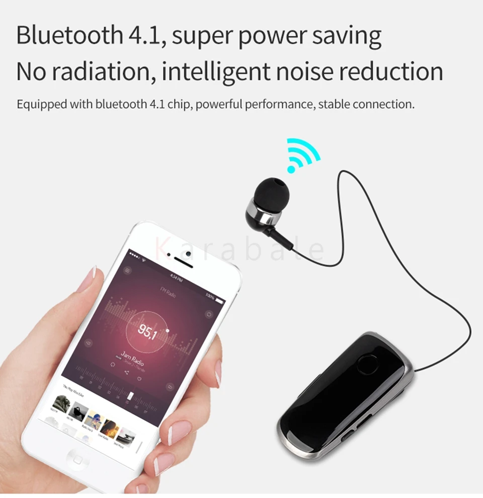 Karabale K39 Беспроводная bluetooth-гарнитура CSR чип в ухо Вибрационный оповещение износ клип наушник Hands-Free