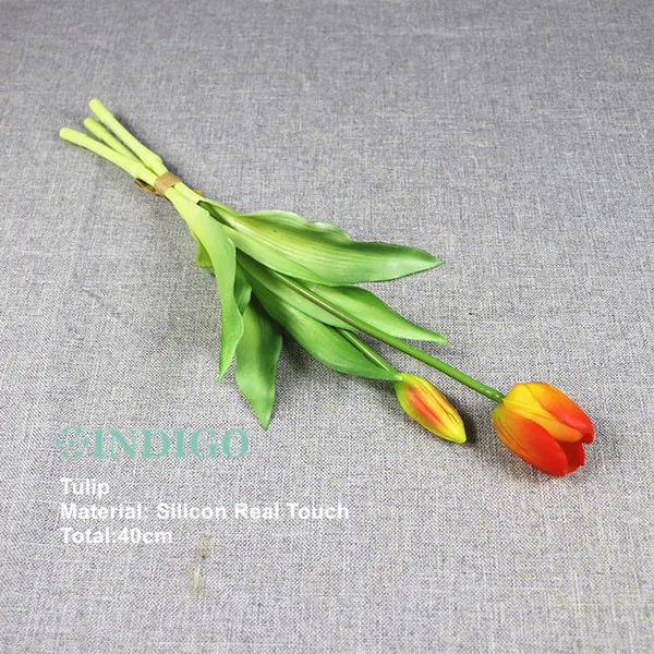 Индиго-настоящий силиконовый тюльпан высокого качества голландский желтый Тюльпан Букет для дома искусственный цветок свадебный цветок - Цвет: Bouquet sunset