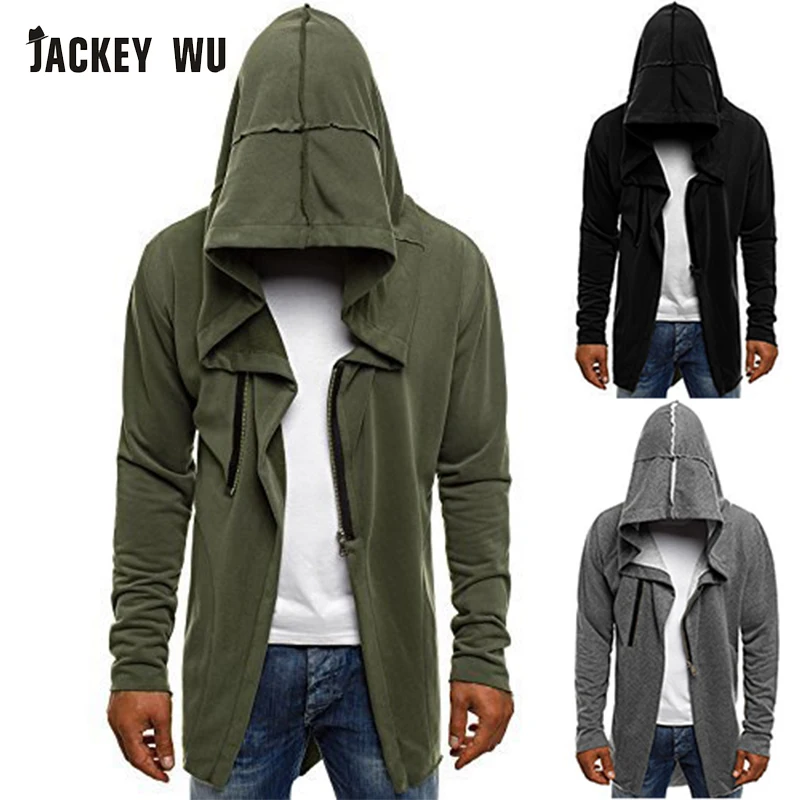 JACKEYWU толстовки мужские зимние модные длинные секции Мужской плащ с капюшоном