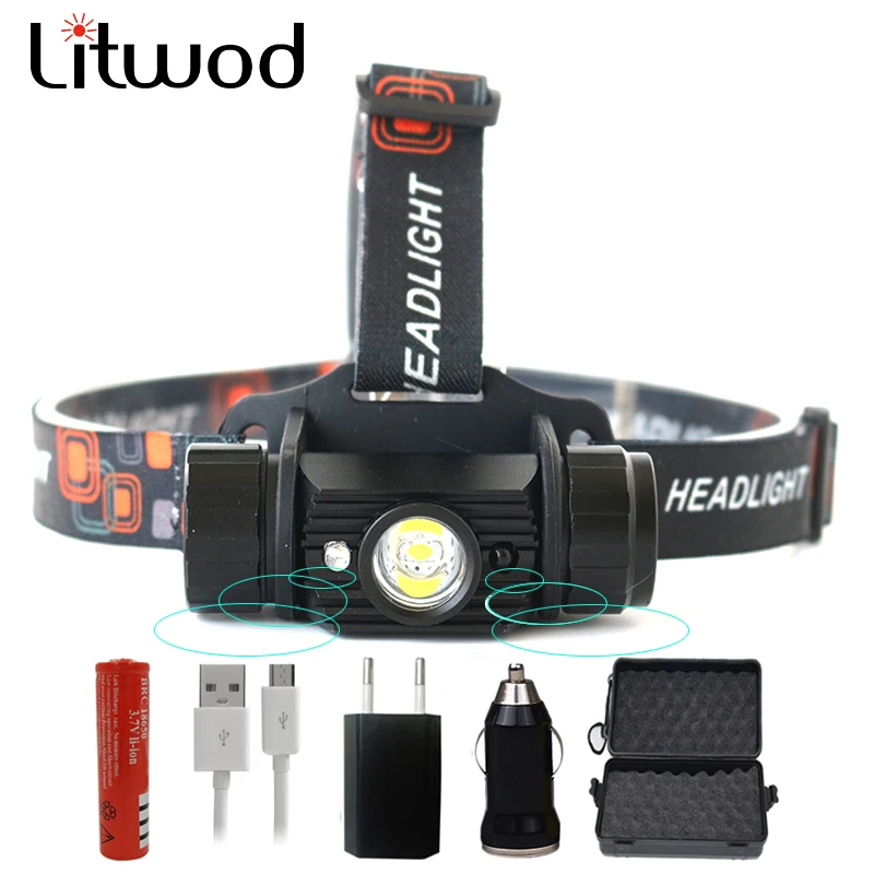 Litwod Z209011 Мини ИК сенсор фара Индукционная Usb Перезаряжаемый Фонарь налобный