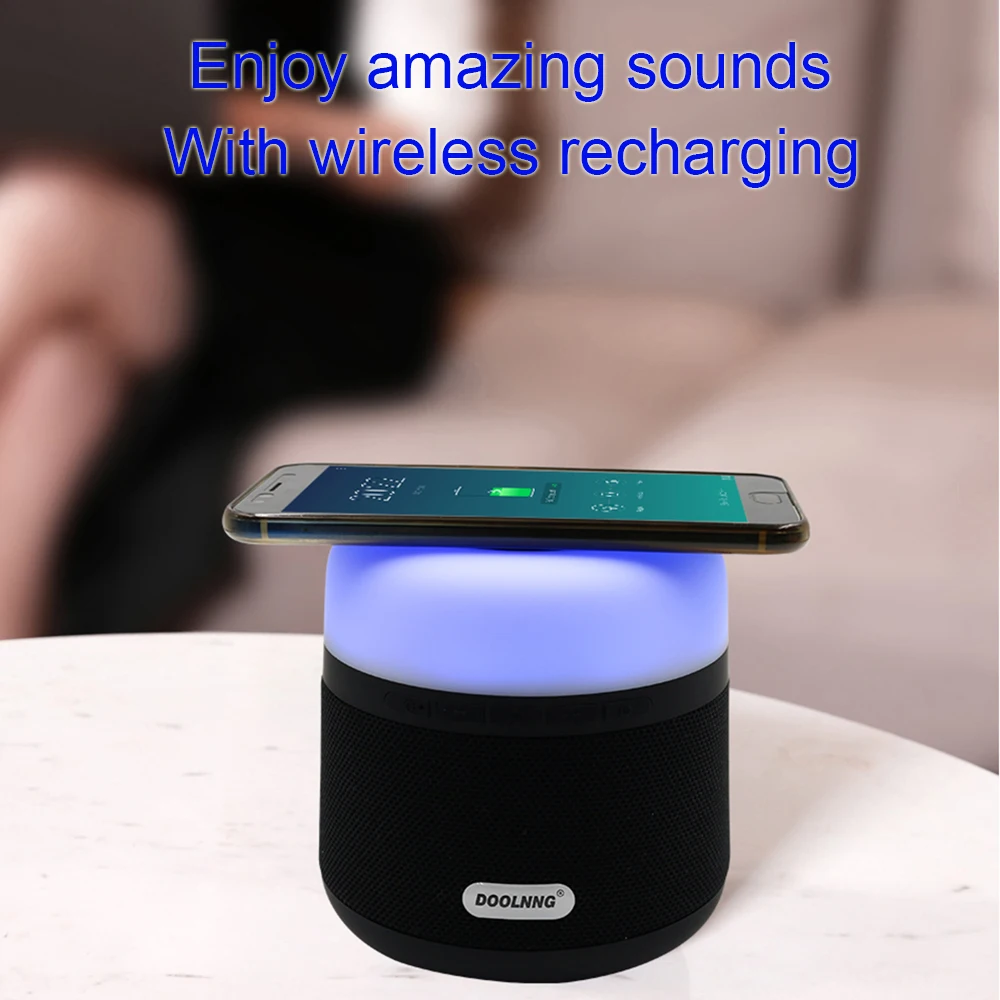 DOOLNNG NR3500 беспроводной зарядки Bluetooth динамик с красочными ночник 10 Вт Мощный