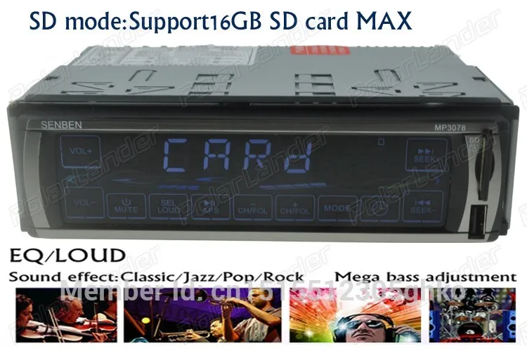 MP3/WMA/WAV плеер Автомобильный стерео радио LCD 3078 FM/SD/USB/MMC MP3 1 DIN 12V сенсорный экран Aux in