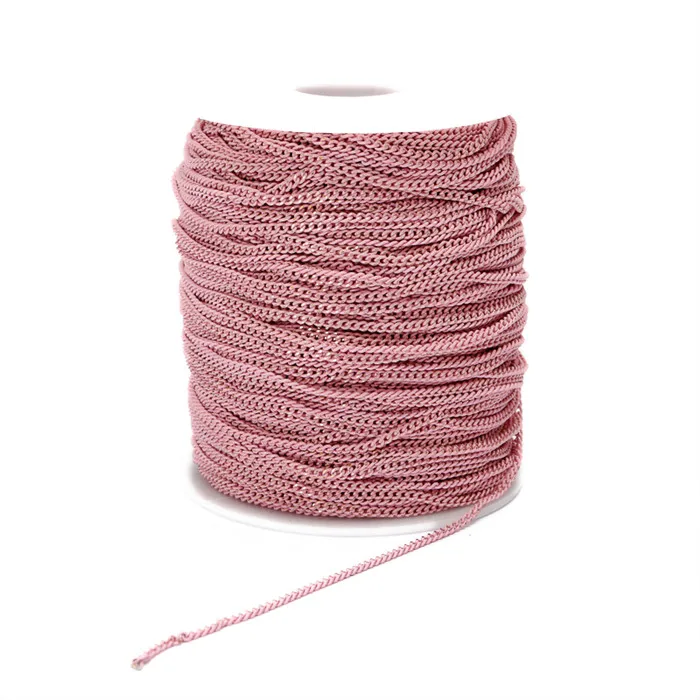 pink BASEHOME 5 м/лот 2x3 мм Красочные цепочки для ожерелья Фурнитура латунные объемные цепи для DIY ювелирные аксессуары - Цвет: pink