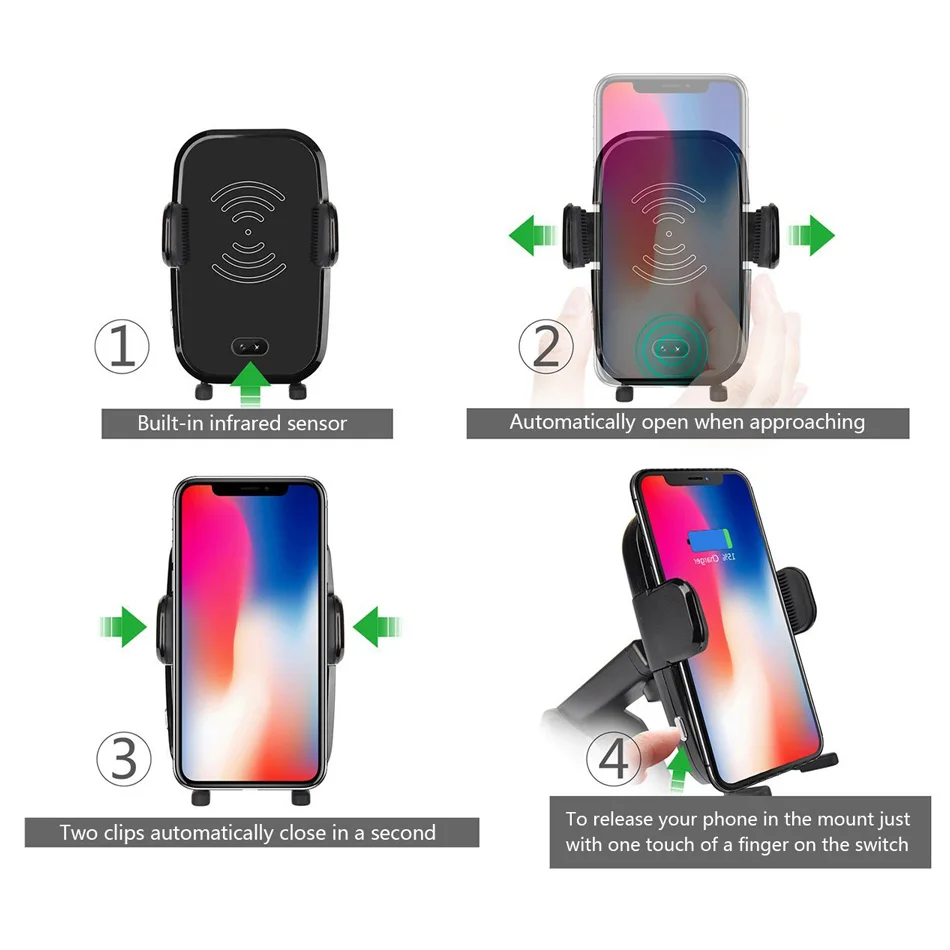 KEXU быстро ИК Беспроводной автомобиля Зарядное устройство для iPhone X 8 плюс samsung S8