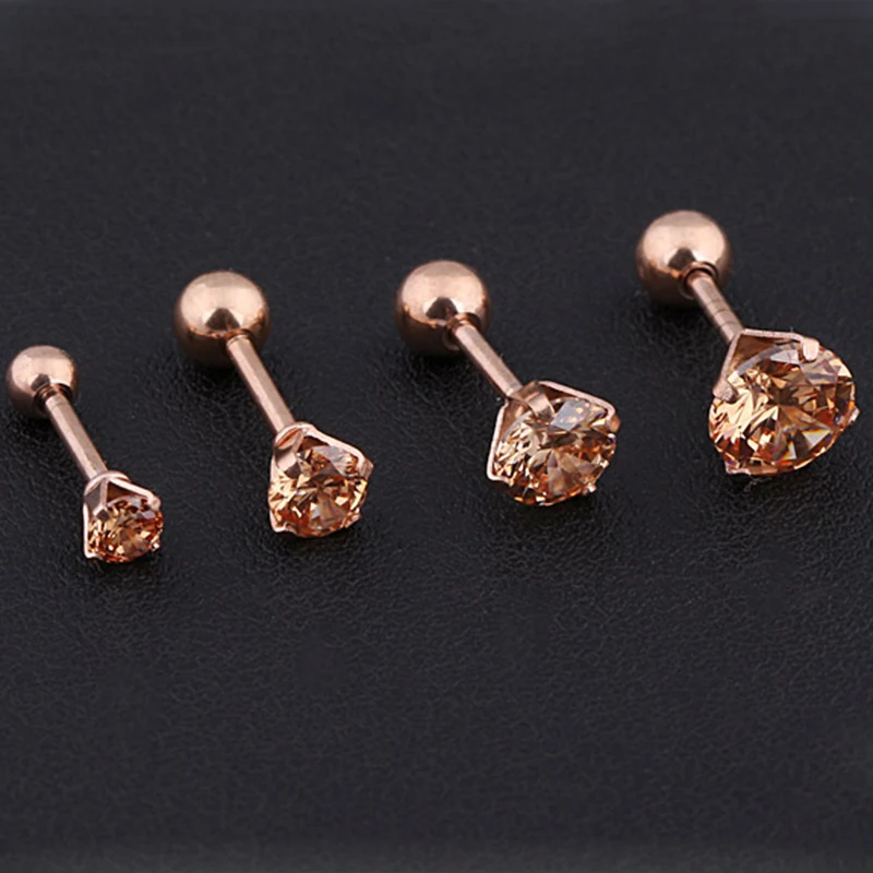 Женские серьги-гвоздики из титана с цирконом | Украшения и аксессуары