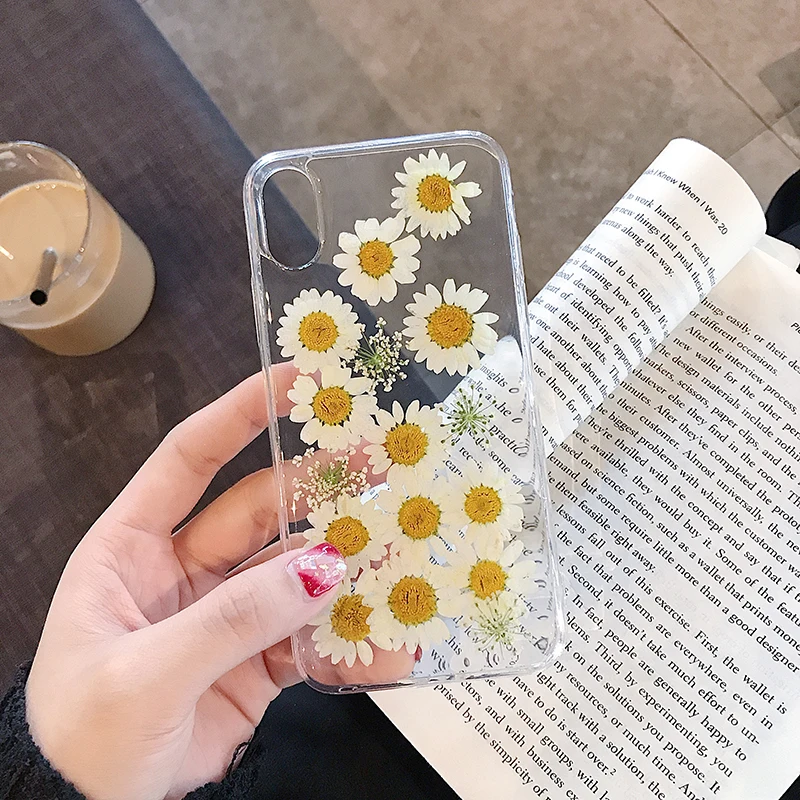 Настоящие цветы, сухоцветы, мягкая задняя крышка из ТПУ для iphone 6, 6 S, 7, 8 plus, чехол, прозрачный чехол для телефона, для iphone X, XR, XS, Max, Capa