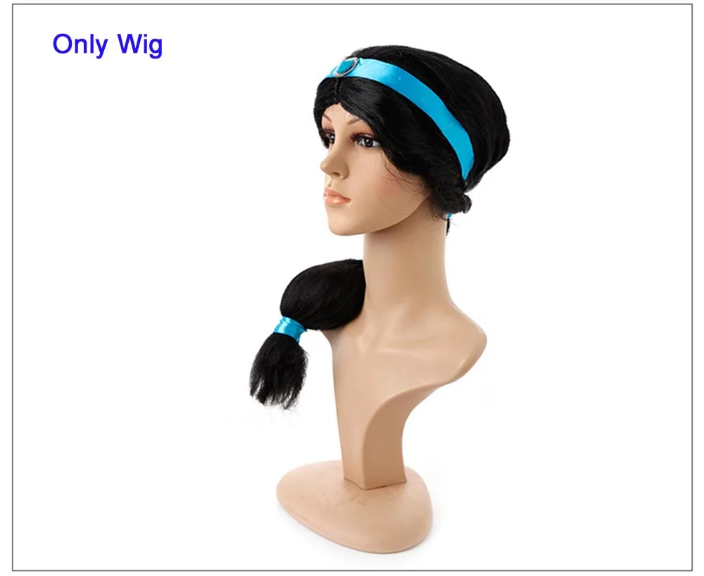 1Pcs Only Wig Фильм Алладин Принцесса Жасмин Косплей Костюм для взрослых женщин девушки платье Хэллоуин вечерние костюмы на заказ - Цвет: 1Pcs Only Wig