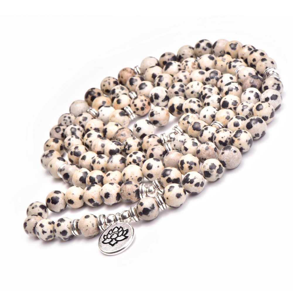 Браслет и ожерелье для йоги из натурального камня с 108 бусинами, ручной работы для женщин с подвесками ОМ, лотоса, Будды и древа жизни, подарок.