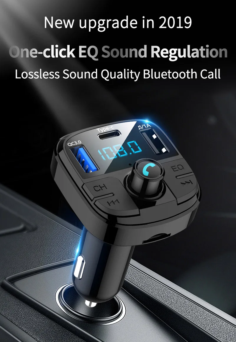 Jajabor Bluetooth 5,0 автомобильный комплект громкой связи fm-передатчик Автомобильный MP3-плеер Поддержка TF карта U диск воспроизведение QC3.0 Быстрая зарядка