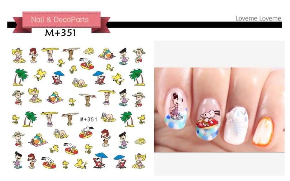 Новейшие 5 листов 15 типа милые Мультяшные наклейки для ногтей, дети украшения для ногтей
