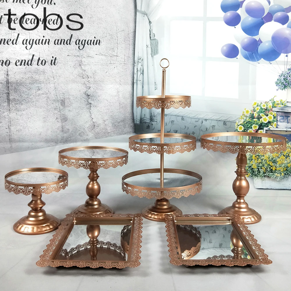 Набор подставок для торта с золотыми кристаллами гальваническое покрытие