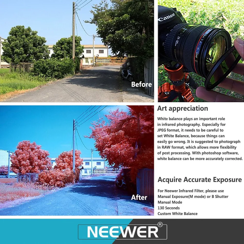 Набор инфракрасных рентгеновских ик-фильтров Neewer 4 шт.: IR720/IR760/IR850/IR950 чехол для фильтра для NIKON CANON