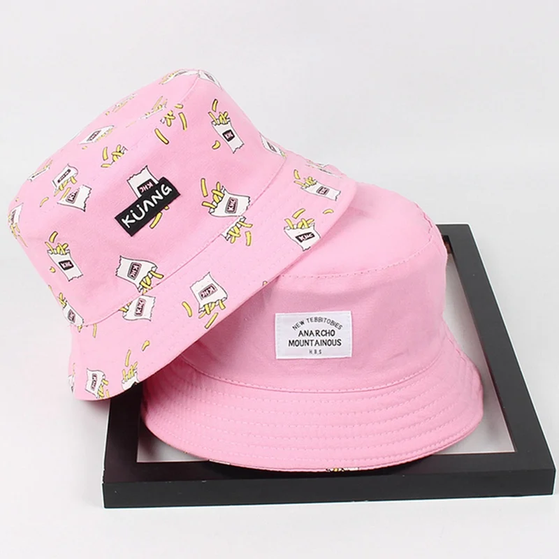 HT2950PK Fashion Panama Bucket Hat Men Women Double Sided Summer Bucket Cap Banana Print Yellow Hat Bob Hat Hip Hop Gorros Fisherman Hat - Цвет: HT2950PK