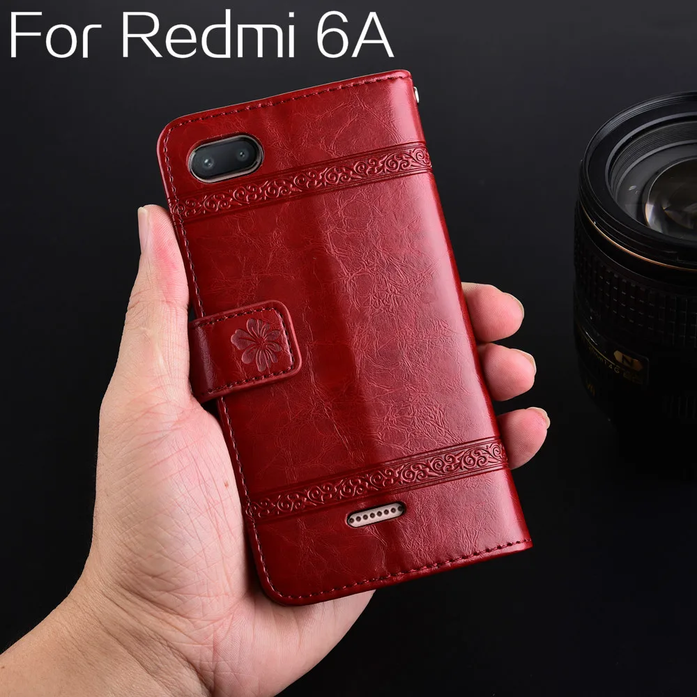 Кожаный чехол-бумажник с откидной крышкой для Xiaomi Redmi 6 5 45 '' чехол магнитный