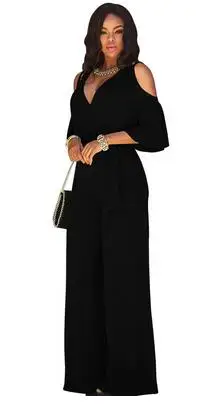 Комбинезон женский с V-образным вырезом свободный клубный размера плюс