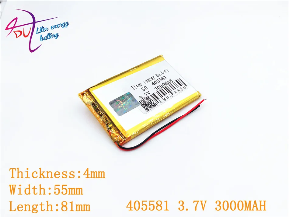 

405581 3.7V 3000MAH 405580 Lithium Polymer Li-Po li ion Rechargeable Battery cells For Mp3 MP4 MP5 GPS mobile bluetooth