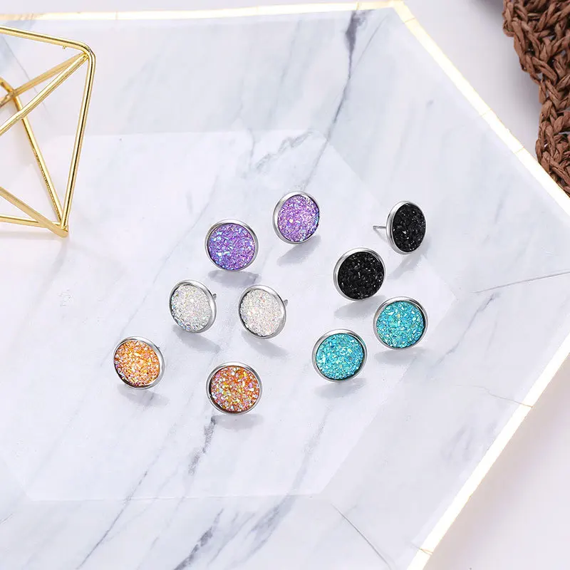 Женские блестящие серьги RE милые крошечный гвоздик модные ювелирные изделия на