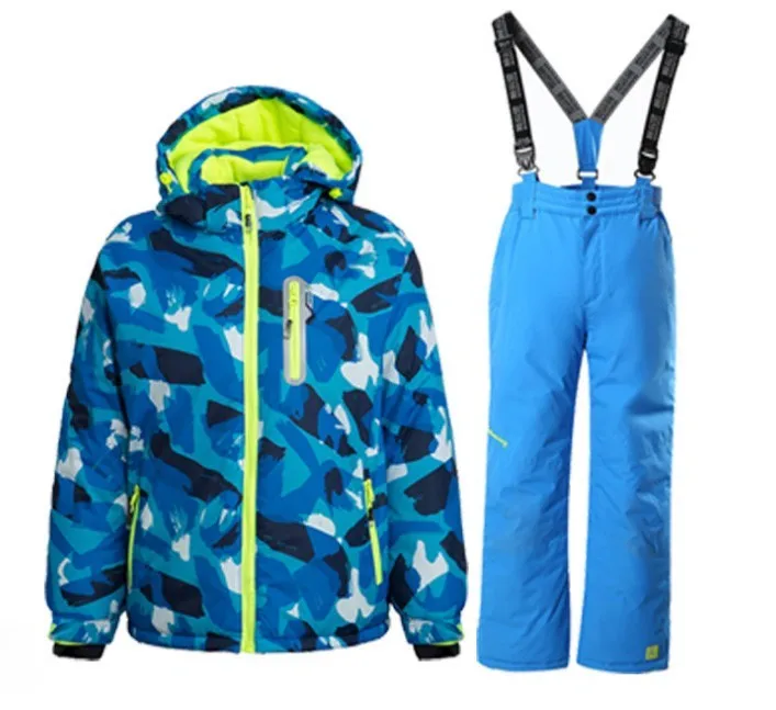 Детский лыжный костюм для мальчиков и девочек 5-16 лет спортивный зимняя куртка с