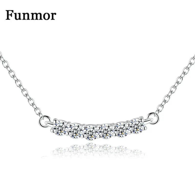 Funmor простой AAA циркон запах ожерелье стерлингового серебра 925 Ювелирные