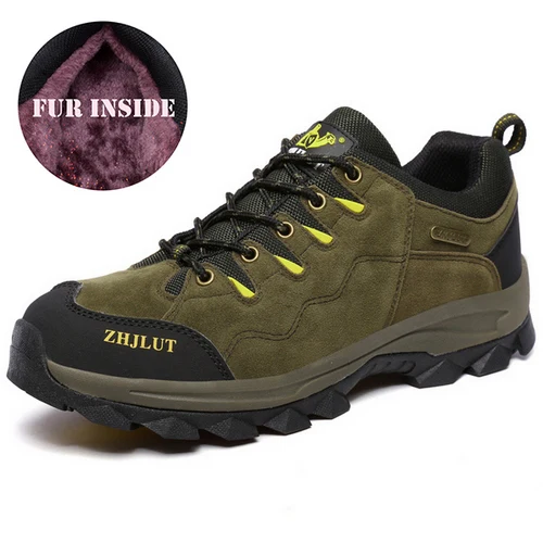611Fur Army Green Мужские и женские уличные спортивные походные ботинки износостойкая обувь для треккинга мужские кроссовки противоскользящая альпинистская обувь в подарок - Цвет: 611Fur Army Green