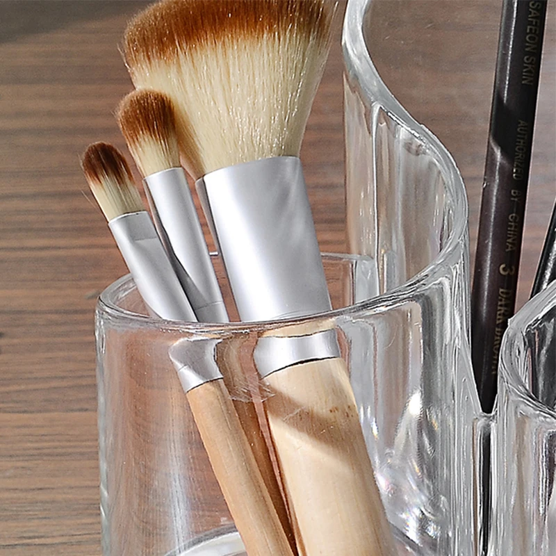 Clear Acrylic Makeup Brush Holder Desk Organizer Cosmetics Lip Eyeliner Storage Round Home Office Desktop | Дом и сад