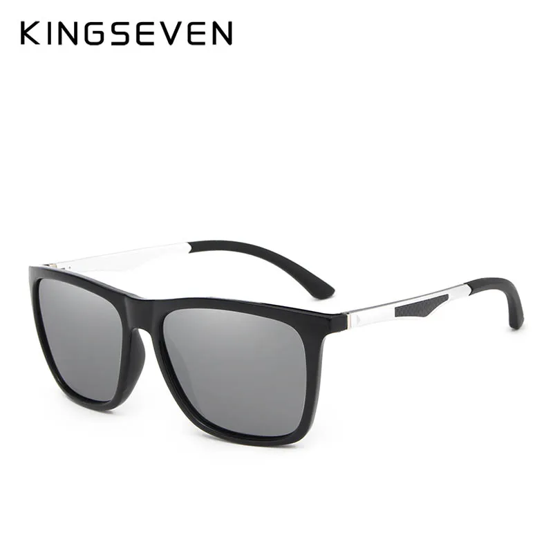 C03 Silver KINGSEVEN, алюминиево-магниевые мужские солнцезащитные очки, поляризованные мужские зеркальные очки с покрытием, мужские очки, аксессуары для мужчин 7536 - Цвет линз: C03 Silver