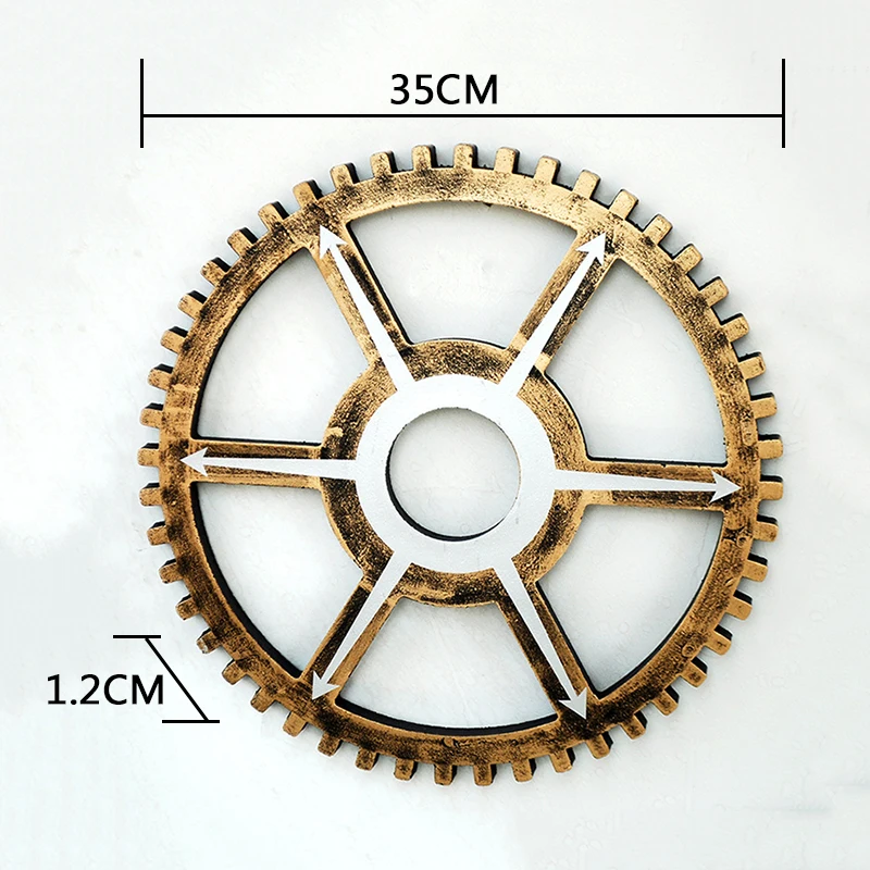 

Retro Industrial Winds Golden Gear Mural 35cm Bar Art Wall Hook Gear Decoration Gear Wall Creative Ornaments Decorative Design