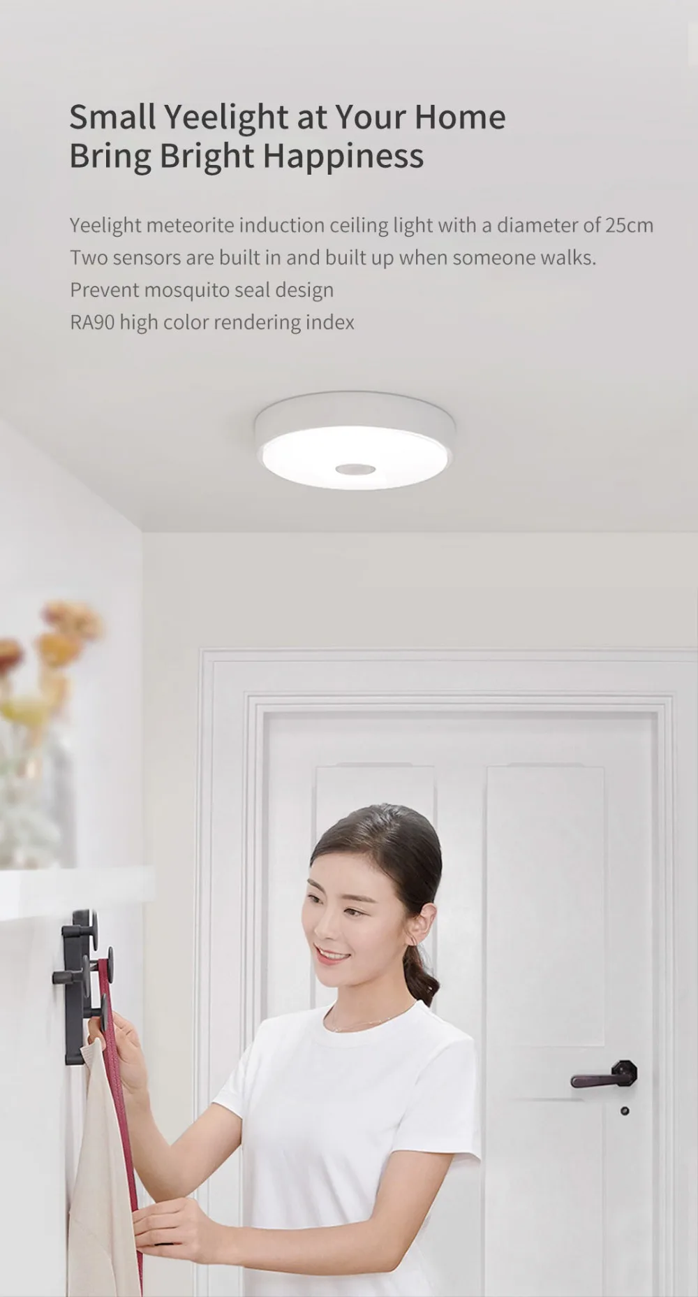 Xiaomi Yee светильник мини потолочный светильник мини светодиодный светильник движения человеческого тела двойной датчик ночной Светильник s для коридора прохода крыльца