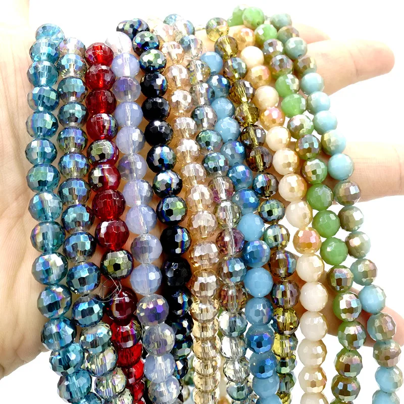 Оптовая продажа 40 шт. 96 граней Круглые граненые бусины из хрустального стекла