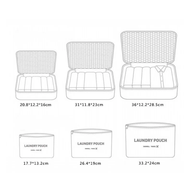 HMUNII 6PCS/Set High Quality Oxford Cloth Travel Mesh Bag In Luggage Organizer Packing Cube Organiser for Clothing C1-06 | Багаж и сумки