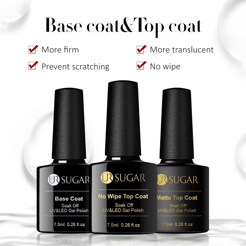 Base Top Matte Top Ur Sugar 7,5 мл Цветной Гель-лак набор полуперманентный Vernis базовый верхний слой УФ светодиодный Гель-лак замачиваемый гель для ногтей маникюрный лак - Цвет: Base Top Matte Top