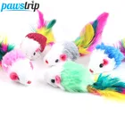 10Pcslot Soft Fleece False Mouse Cat Toys Colorful Feather Funny Playing Toys For Cats Kitten