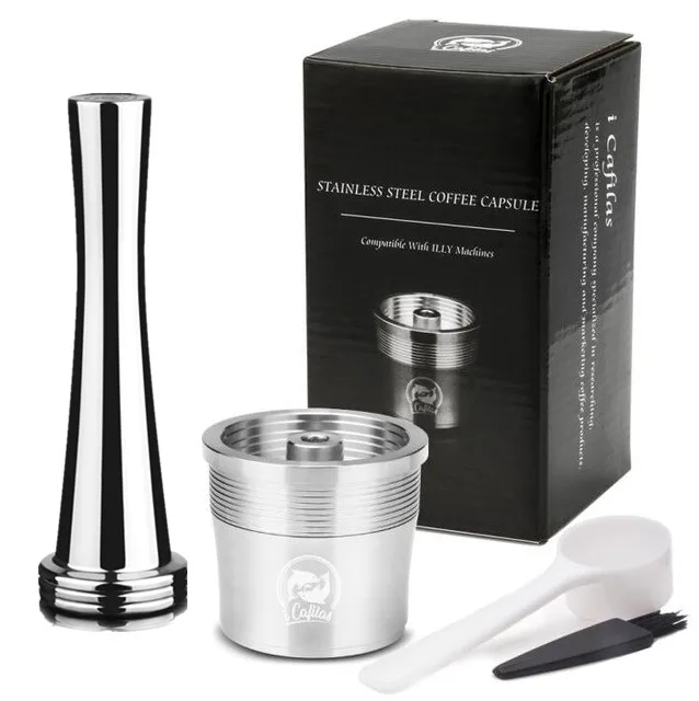 ICalifas многоразовый фильтр для кофе-машины illy кофе кафе капсула чашка капельница из металла нержавеющей стали для повторного использования кофе корзина - Цвет: 1 capsuler 1tamper