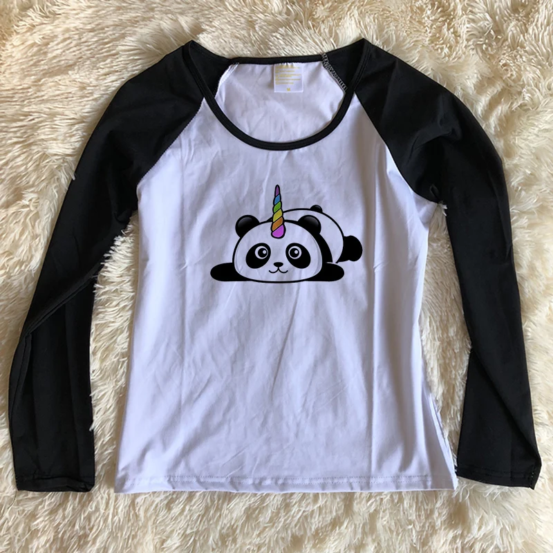 Harajuku футболка женская Kawaii с единорогом и буквенным принтом Осенняя длинным