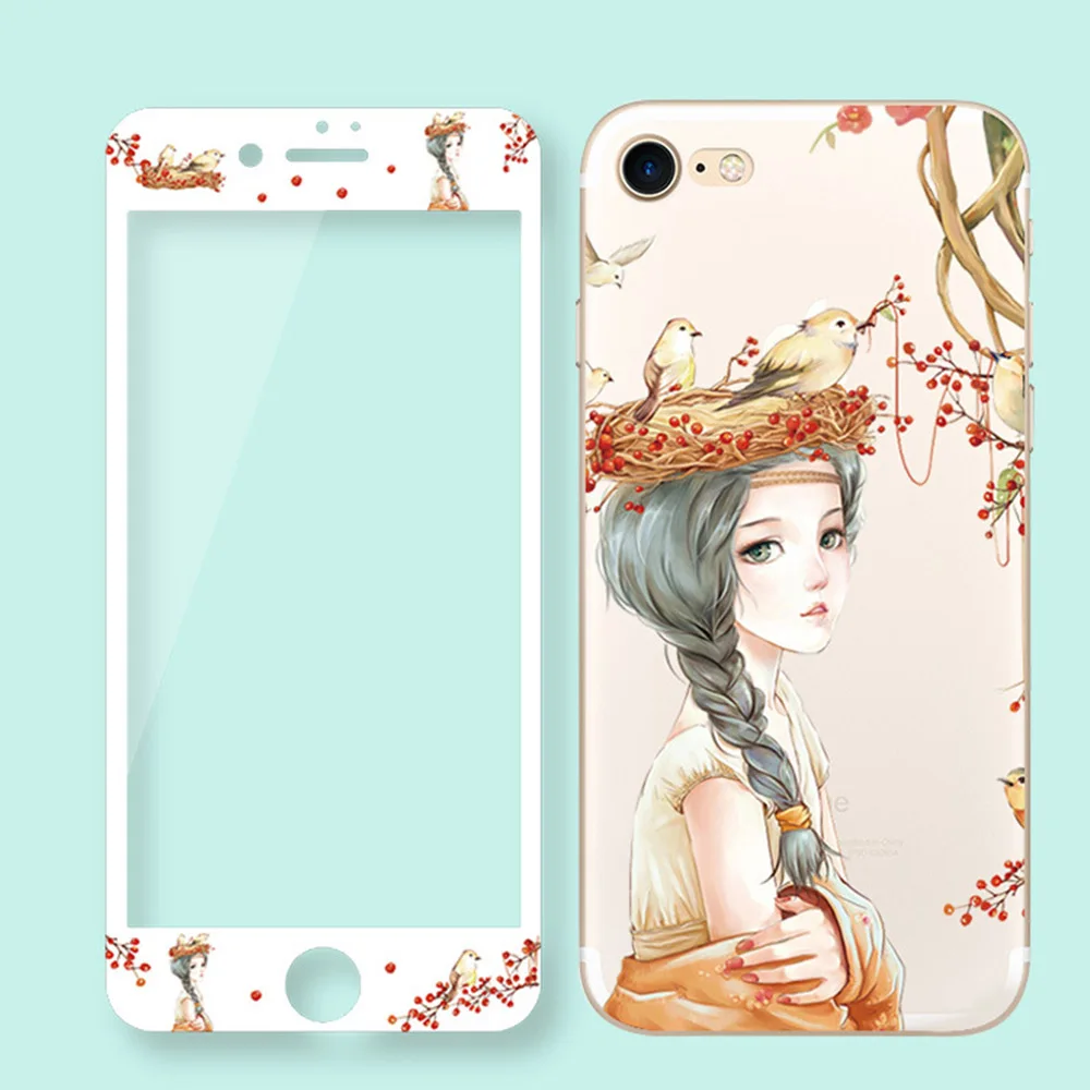Nestle Girl Eqvvol 360 Полное покрытие чехол для телефона для iPhone 8 7 6 S 6 S Plus чехлы с закаленным стеклом с защитой экрана милый мультфильм ТПУ чехол - Цвет: Nestle Girl