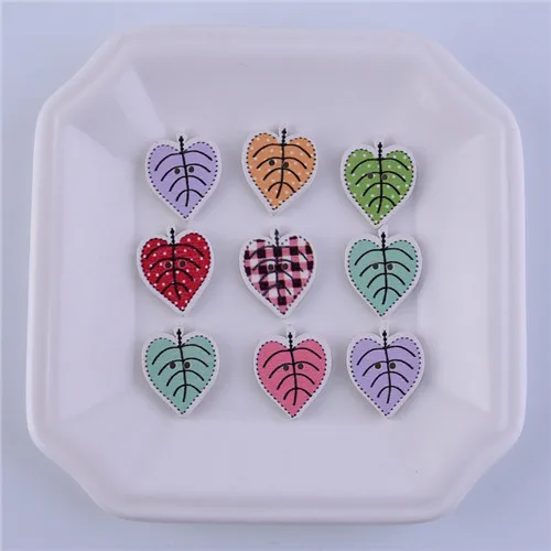 tree leaf 50 шт. деревянные пуговицы с мультяшными животными для скрапбукинга поделок DIY Детские ручные Обучающие аксессуары для шитья одежды украшения - Цвет: tree leaf