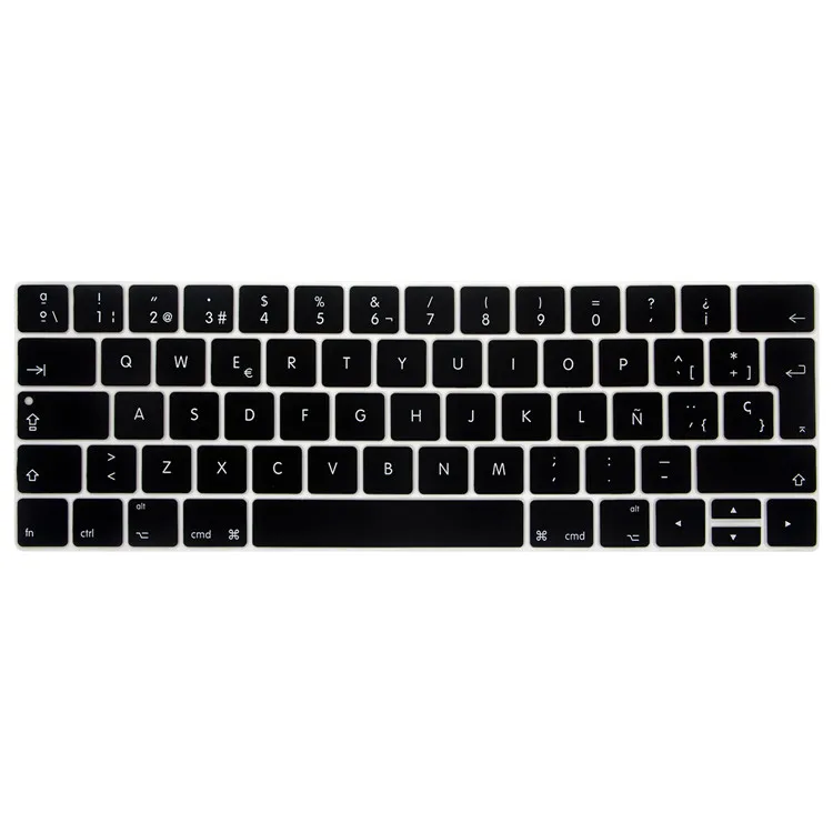 Black Европейская Испанская версия чехол для клавиатуры для нового MacBook Pro 1" A1706 и Pro 15" A1707 с сенсорной панелью( релиз) протектор - Цвет: Black