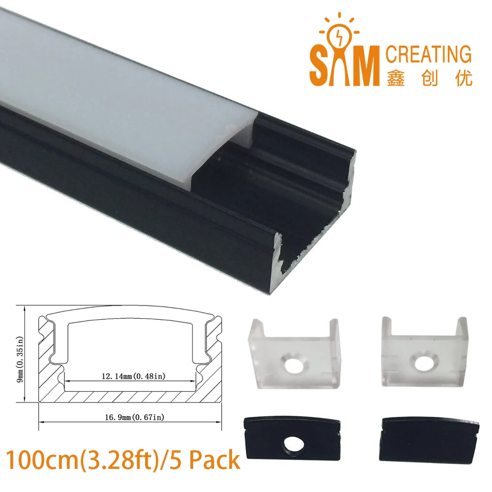

Светодиодная лента CRI 95, SMD 2835, 3528, 5050, алюминиевый профиль, корпус, 1 м х 5 шт.