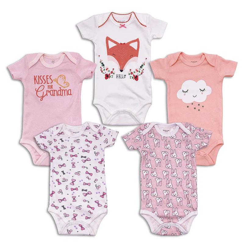 5 шт./партия Одежда для новорожденных девочек хлопковый Летний комбинезон с