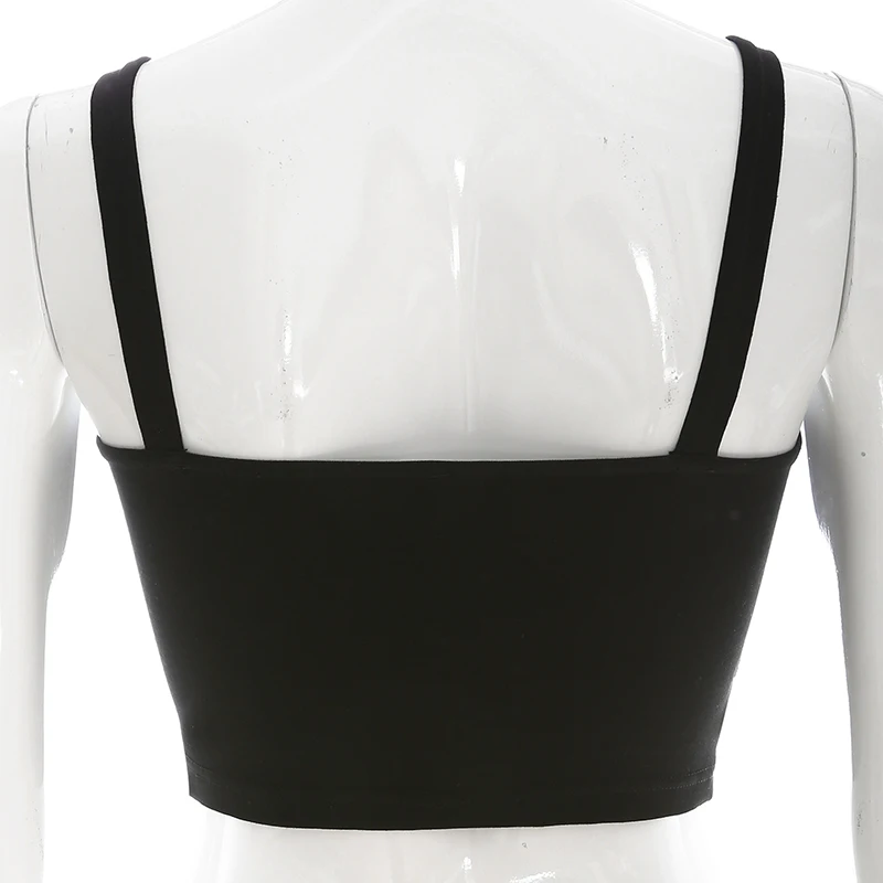 Weekeep Printed Backless Streetwear Tank Top Women Black Sexy Cropped Bodycon Crop Top Summer Fashion Tank Tops