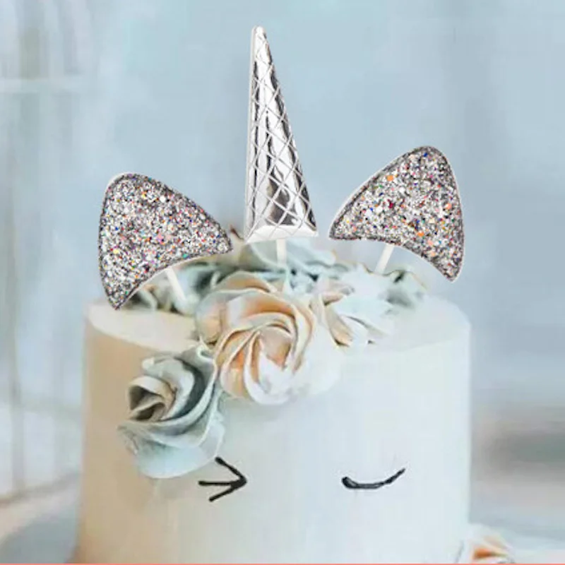 1 комплект Twinkly Симпатичные Единорог украшения торта поставки ткань с золотой